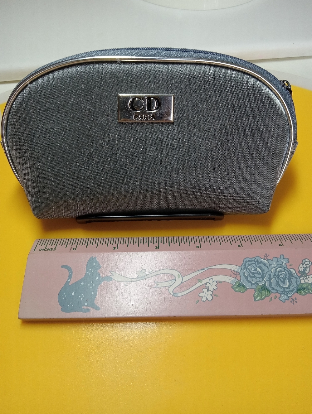 CD Paris Silver Grey Cosmetic Pouch
